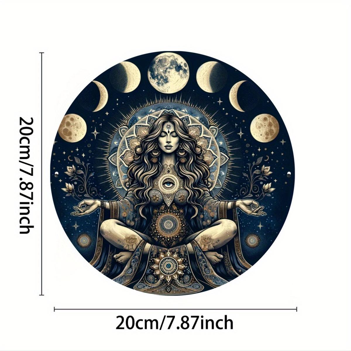 

Таинственный круглый металлический знак размером 7,8x7,8 дюйма, очаровательное женское изображение, персонализированный подарок, художественное украшение офиса, домашняя кофейная настенная живопись чёрный