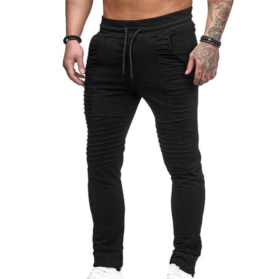 Pantalon de survêtement respirant couleur unie cordon de serrage taille élastique pantalon skinny d'extérieur pour la salle de sport