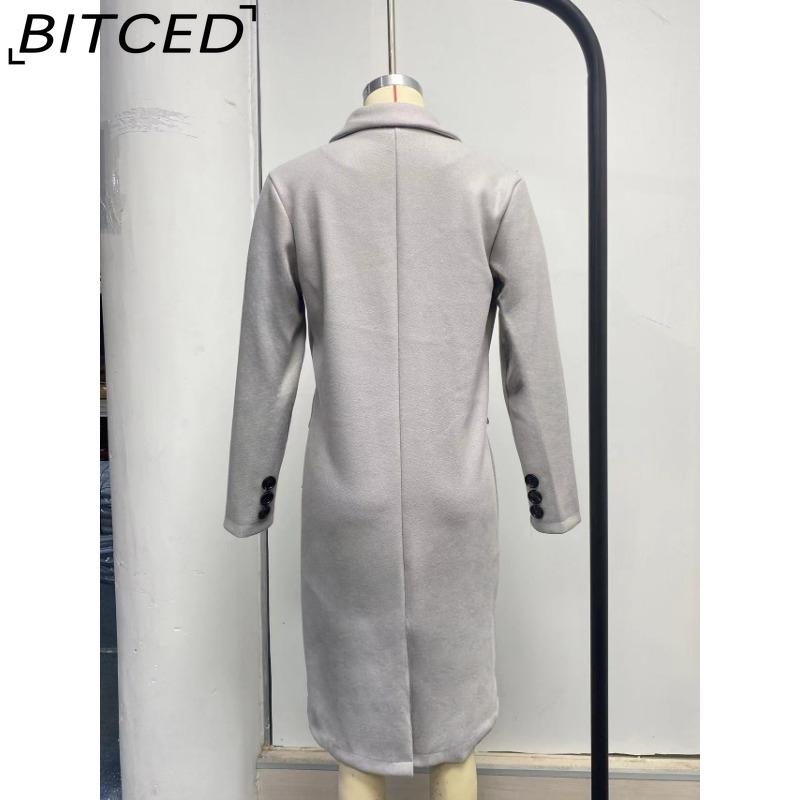 BITCED Women's Vintage Casual Lattice Print Autumn Winter Long Sleeve POLO Neck Jackets & Coats