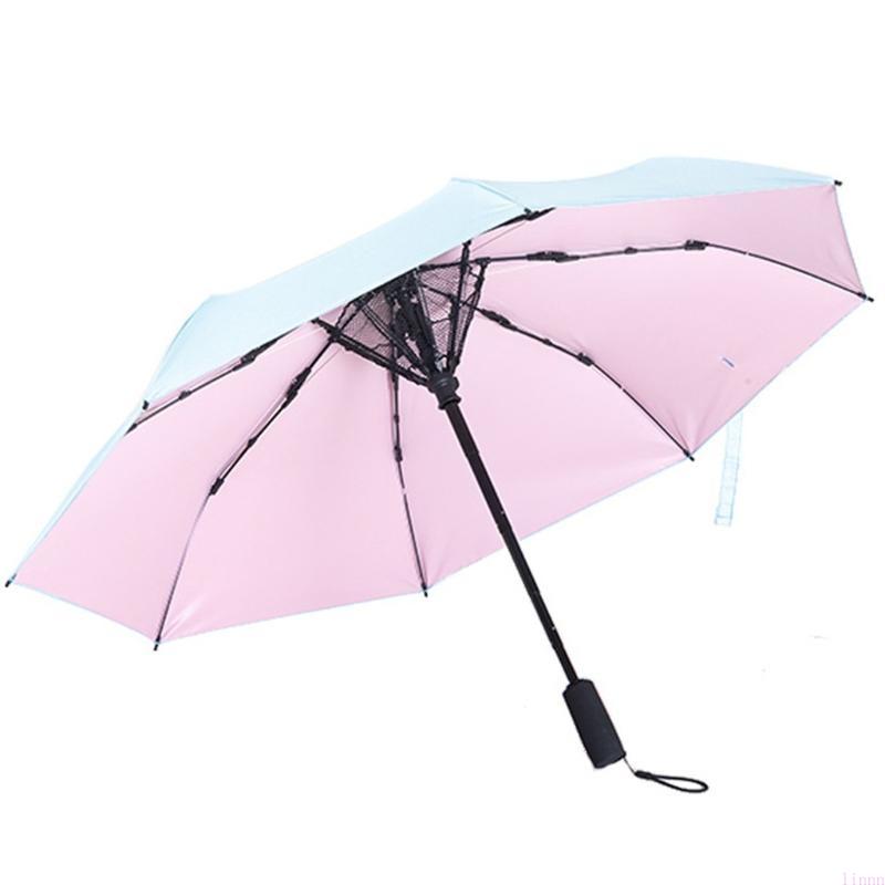 USB Rechargeable Sunshade Umbrellas with Integrated Fan and Two Functionality for Rain and