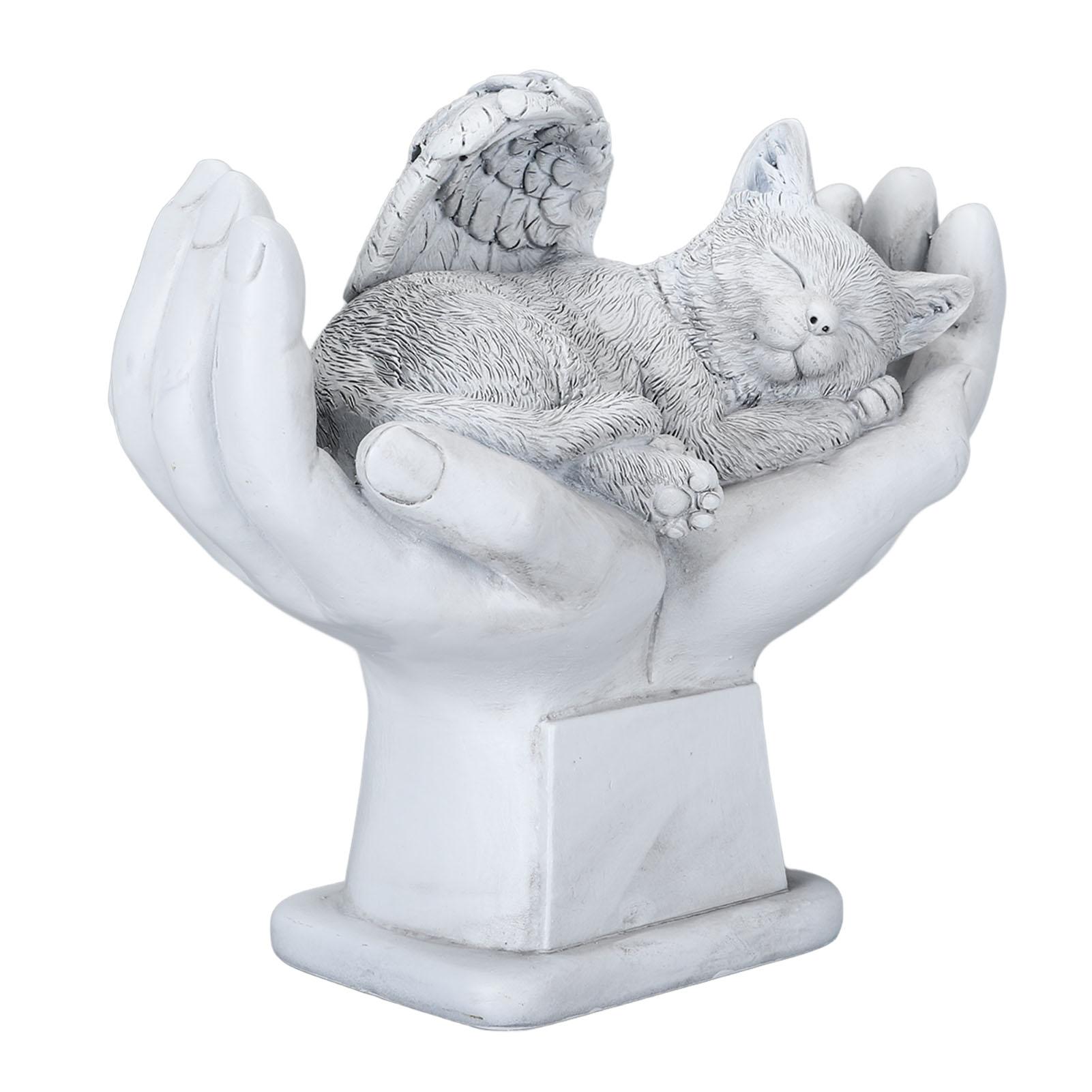 

Мемориальная статуя для питомца, украшение для сада, украшение для ангела с руками Бога, надгробие с кошкой