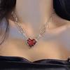 Red Heart Gothic Necklace Thorn Love Heart Necklace Creative Skull Claw Pendant  Y2K Accessories