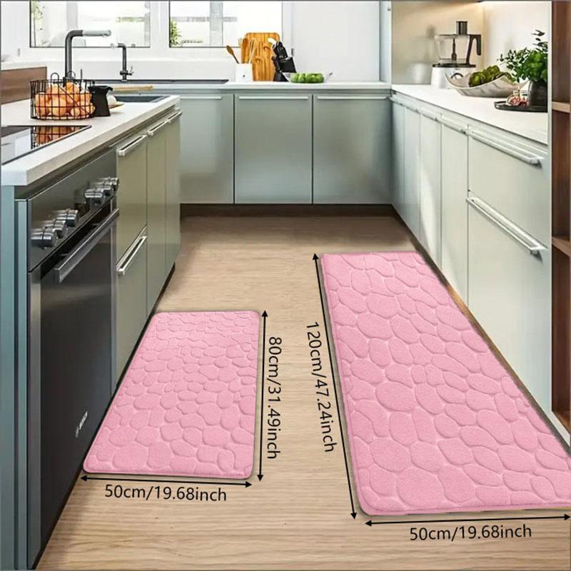 1PC Pebble Embossed Pattern Strip Bathroom Living Room Kitchen Mat Carpet, Soft Non-slip Quick-dry Bathroom Mat, Family Bathroom