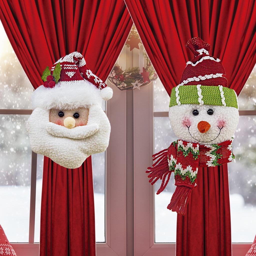 1/2PCS Christmas Curtain Buckle Tieback Santa Claus Snowman Curtain Buckles Holdbacks