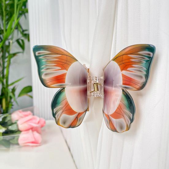 Women Hair Claw Colorful Imitation Butterflies Design Hair Clip Non-Slip Secure Grip Back Head Hair Clip Hair Accessories