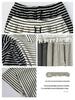 Women's Petite High-Waisted Black & White Striped Wide-Leg Pants - Autumn/Winter Casual Loose Fit with Plus Velvet