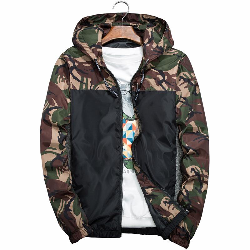 Men's Casual Hooded Bomber Jacket Wind Breaker Spring Autumn Thin Camouflage Hoodies Men Outdoor Youth Fashion Men Top