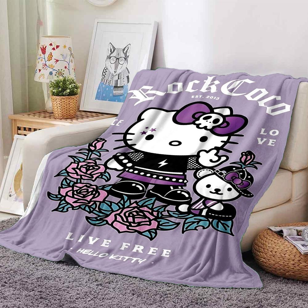 

1pc Rock Coco Hello Kitty Soft Warm Throw Blanket Nap Blanket For Couch Sofa Office Bed Camping Travel,Comfortable, Warm1039 80cmx120cm(31inx47in)