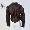 2024 Autumn/Winter Cross-border Fashion Lapel Tie Long Sleeve Leather Jacket