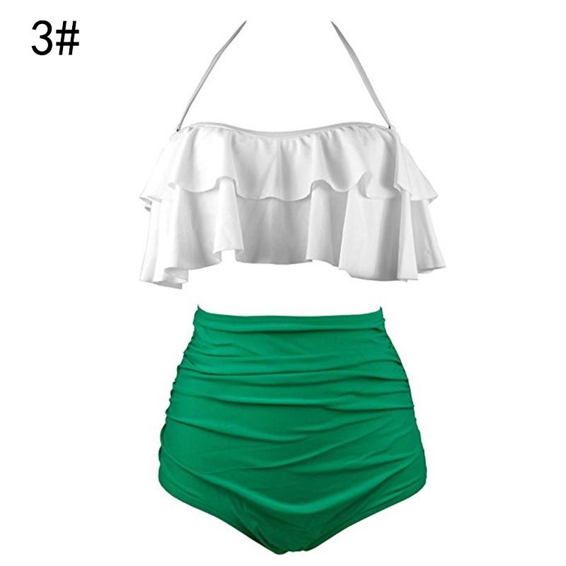 Damen Blumen High Waist Bikini Set Stilvolle Bademode Gepolstert Übergröße Badeanzug