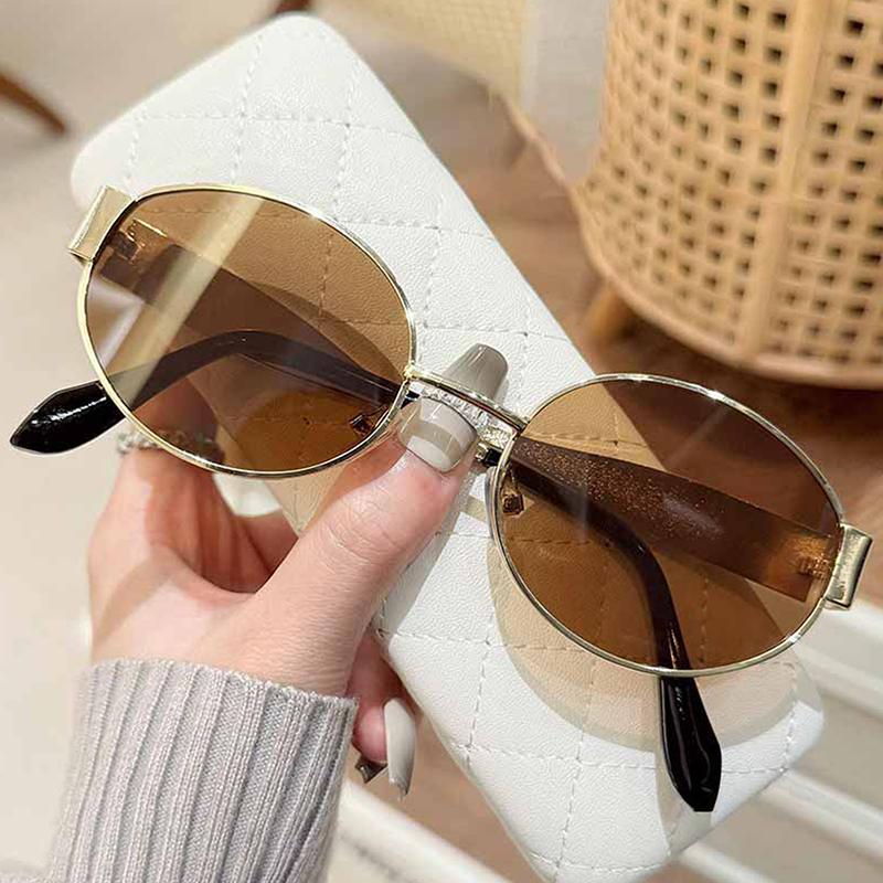 Oval Frame Uv400 Sun Protection Sunglasses Retro Travel Wear Simple Uv Resistant Glasses Small Frame Eyeglasses For Women Men