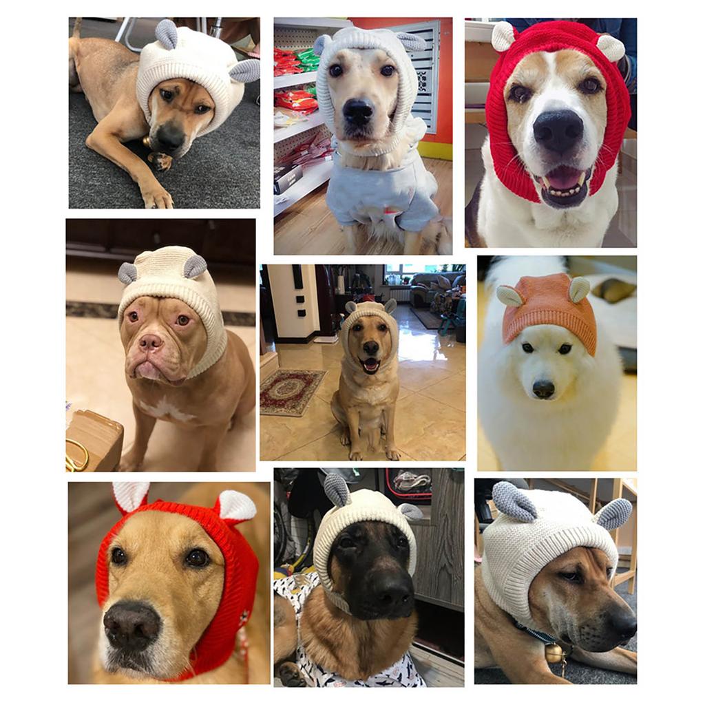 Cute Knitted Dog Hat, Winter Dog Balaclava With Pretty Ears, Knitted Dogs Winter Dog Head Dog Pet Supplies