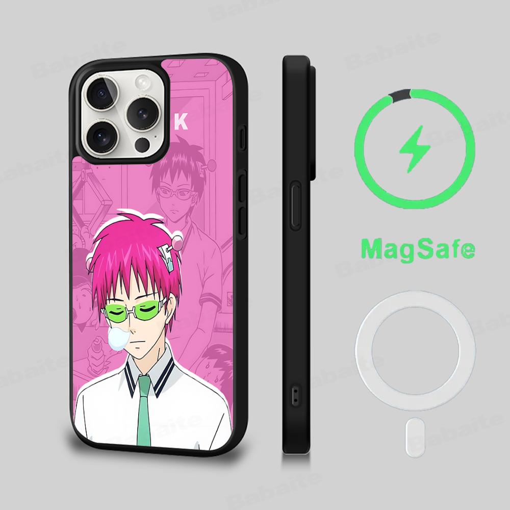 Saiki Kusuo No Psi Nan Phone Case Magnetic Case For IPhone 16 14 13 12 11 15 Pro Max Plus For Magsafe Wireless Charge Cover
