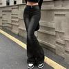 Jean Évasé Taille Haute Femme Extensible Bootcut Pantalon en Denim Femmes Couleur Unie Fin Bas Cloche