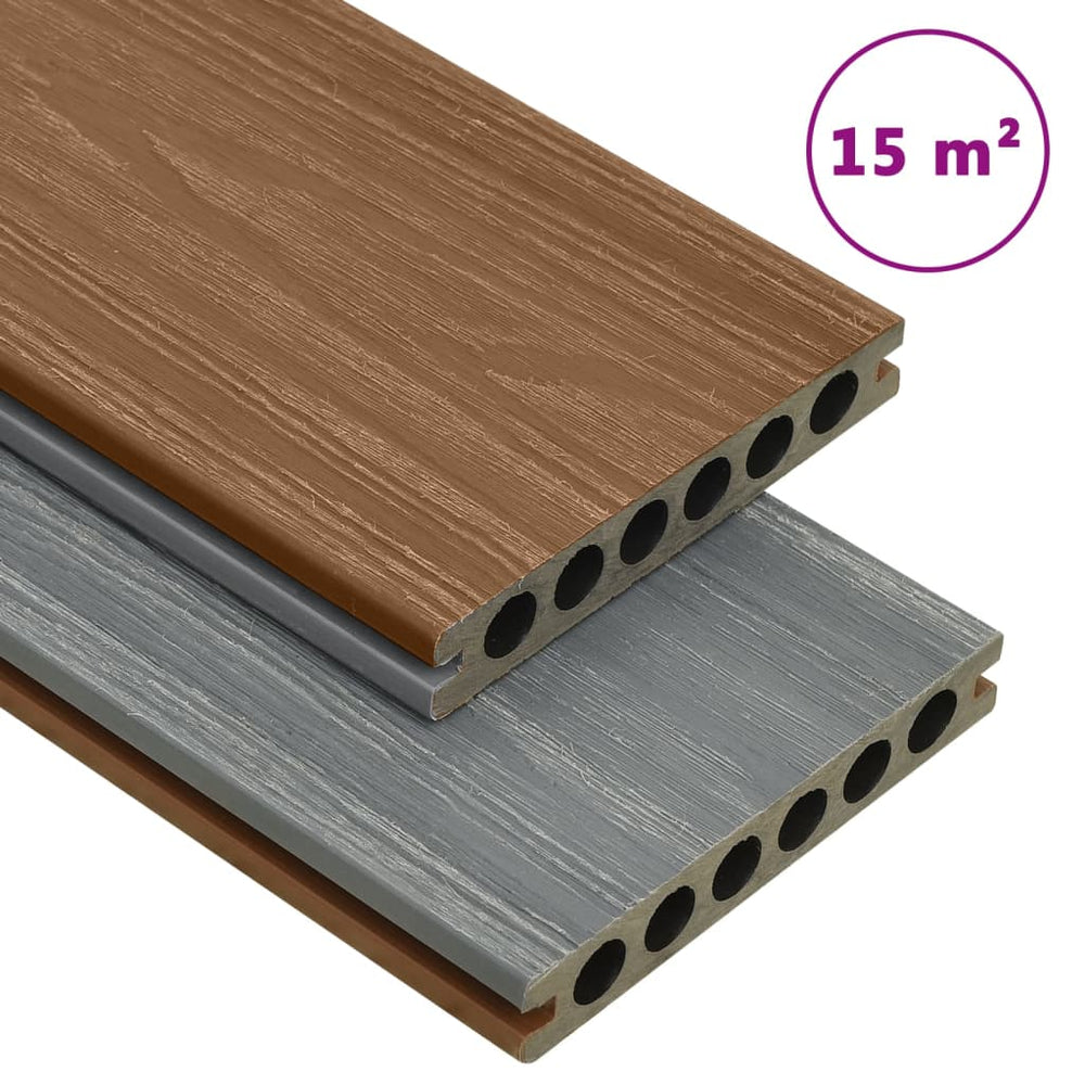 Panneaux de terrasse et accessoires WPC Marron/gris 15 m² 4 m