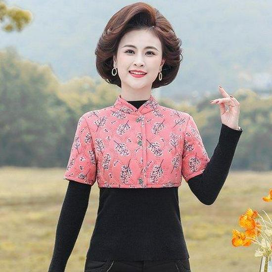 Mom's Velvet-Lined Shoulder Protector & Mid-Sleeve Vest for Elderly Women's Warmth and Neck Support