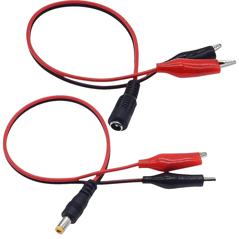 1PC 2 Alligator clip to 1 Male or Female DC Power Plug Connector Adapter DC 5.5*2.1mm Clips Crocodile Test Leads