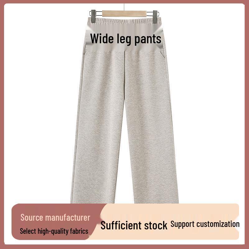 

Women s Wool Wide-Leg Mom Pants: Casual, Thickened, for Middle-Aged/Elderly, Perfect for Spring & Autumn 6XL бежевий