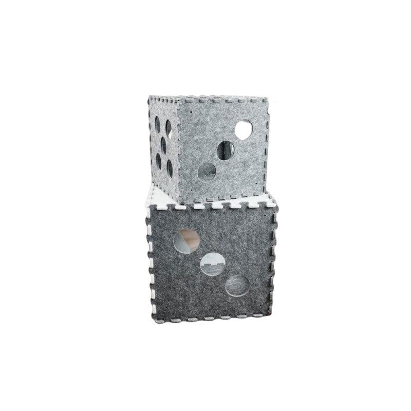All-Season Wear-Resistant Foldable Cat Bed: Dice-Shaped, Semi-Enclosed, Warm, Detachable, Felt Pet House