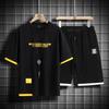Summer Black White Tracksuits For Men's Set Sleeves T-Shirt + Shorts Sportswear Brand Sporting Suit Oversize 5XL