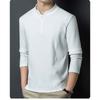 Spring Autumn Stand Collar Casual Fashion Bottomed T-shirt Male Long Sleeve Solid Color Tee Pullover Top Men