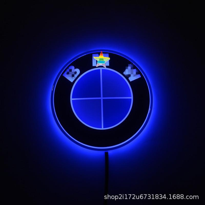 3D LED Illuminated Car Emblem Light, Glowing Front Grille & Rear Tail Logo Mod Lamp Fit for BMW 8.2cm синий