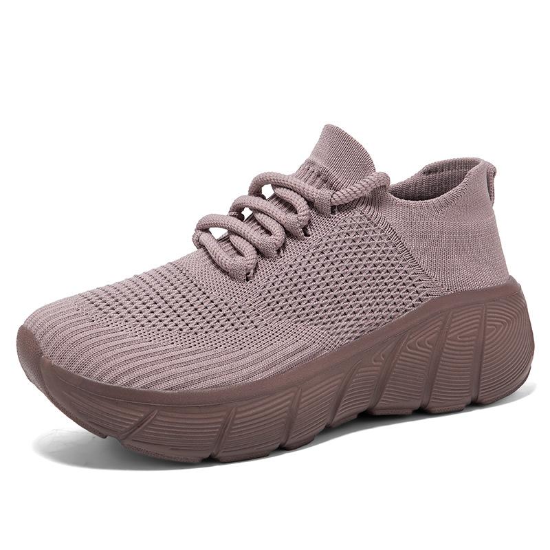 Flying woven elastic socks shoes shoes soft sole thick sole heightening couple breathable mesh deodorant casual sports shoes