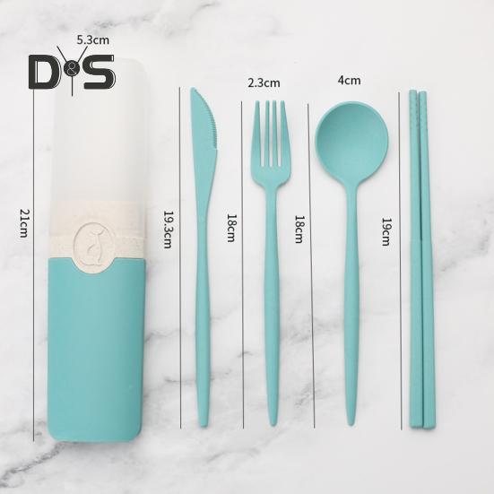 1 sada Příborové hůlky Potravinářské prachotěsná pšeničná sláma Venkovní sada nádobí pro studenty