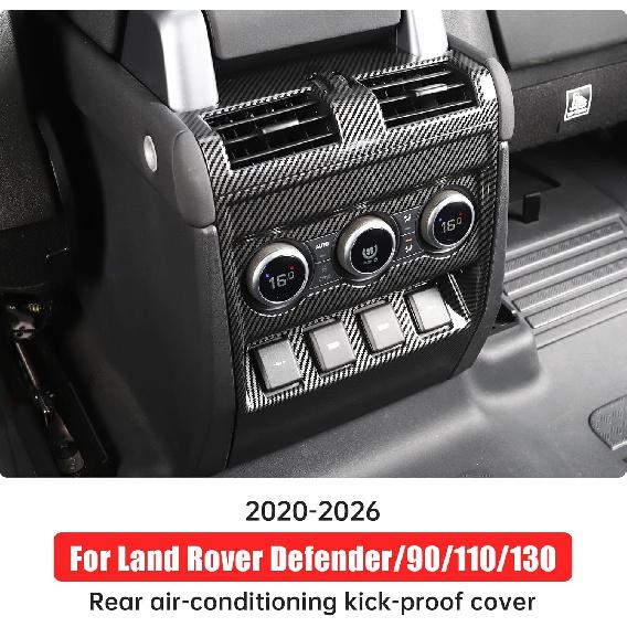 Hintere Anti-Kratz-Abdeckung für 2020-2025 2026 Land Rover Defender 90 110 130 Klimaanlagen-Lüftungsschlitze Schutzabdeckung Innenraum-Bedienknopf-Zierleiste Tuning