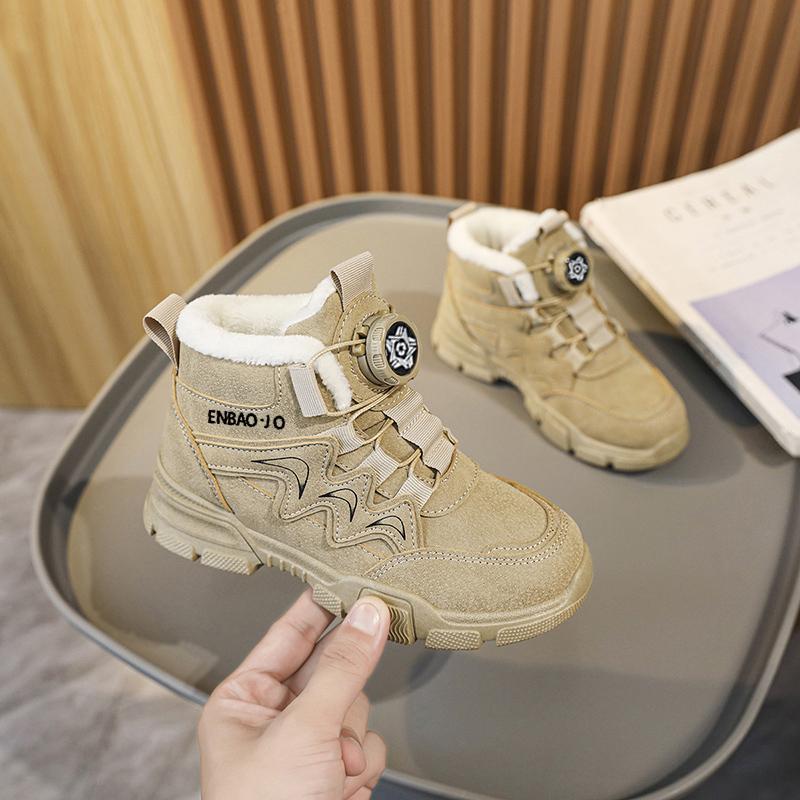 

Детские теплые зимние сапоги. Детская зимняя хлопчатобумажная обувь. Нескользящие теплые плюшевые сапоги на открытом воздухе. Теплая меховая обувь с высоким берцем. Водонепроницаемые теплые кроссовки.