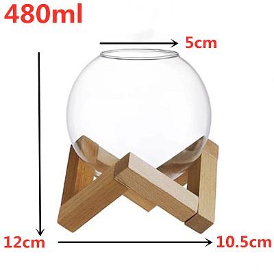 480ml Spherical Cocktail Glass With Wood Stand Unique Shape Bar Glassware Drink Cup Round Ball Cocktail Cup Glass Cup Bar Tools 480ml