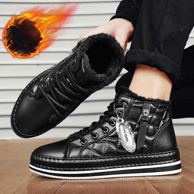 Neue Mode Herrenstiefel Winter Warm und Flauschig Lässig Vielseitig High Top Stiefel Kältebeständige Schuhe Outdoor Schnee Stiefeletten