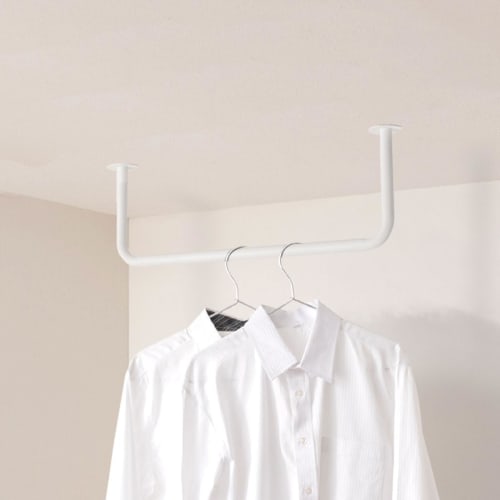 Bon Furniture U-Shaped Iron Clothes Bar, Ceiling-Mounted Clothes Rack, 60x20cm, U-Shaped, for Indoor Clothes Storage and Drying, 10kg Weight Capacity,