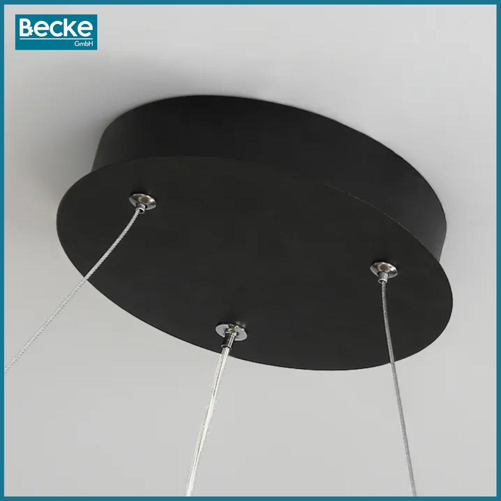 Ringformad LED-taklampa, matt svart, 25W, modern, industriell, hängande, lång, Neutral