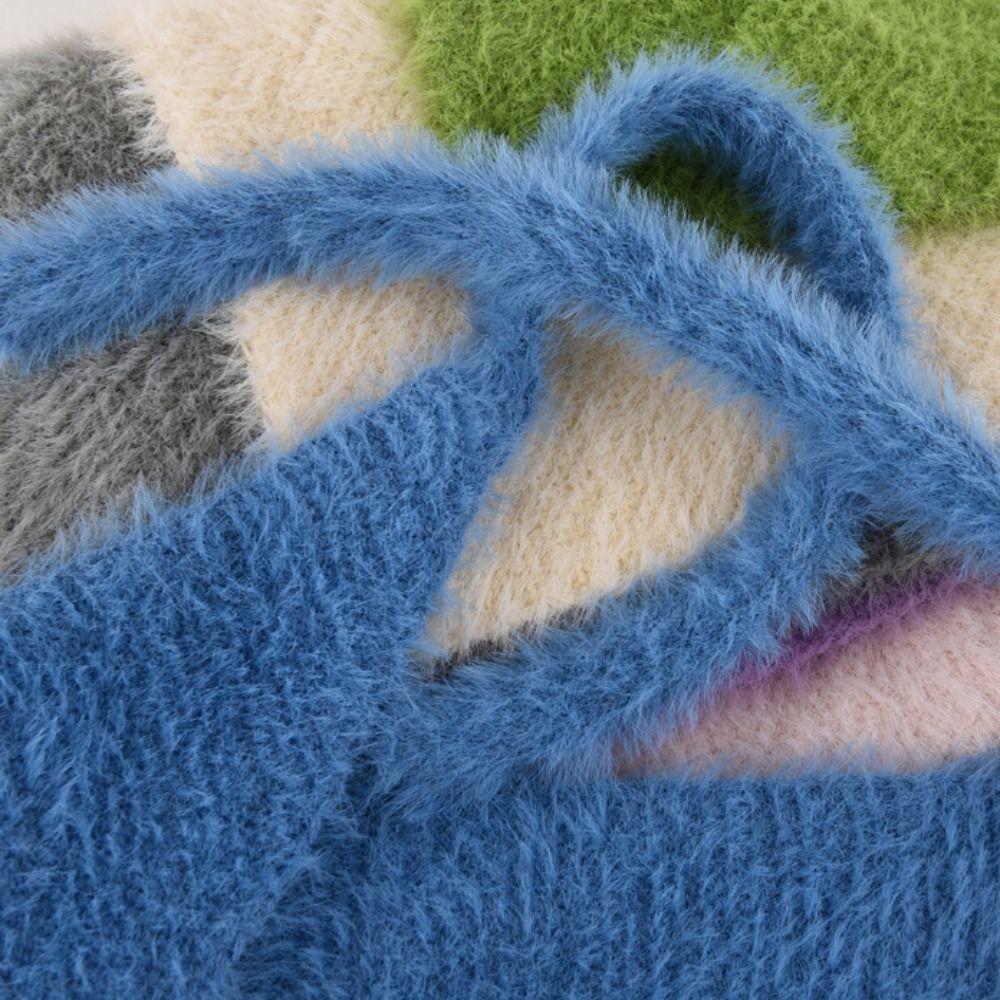 Retro Knitted Triangle Scarf Solid Color Turban Cute Bandana Vacation