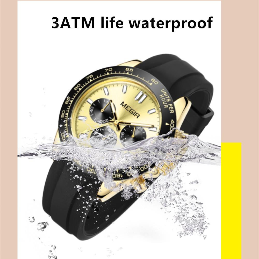 Megir Men's Analogue Business Work Calendar Luminous Quartz Wrist Watch with Silicone Band for Collection MN8104G