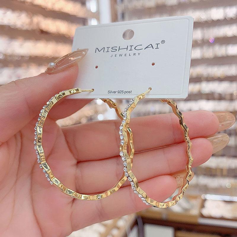 Fashion Earrings, Unique Geometric Zircon Circle Ear Clips, High-end and Elegant Earrings, Versatile Earrings for Women Zircon earrings золотой
