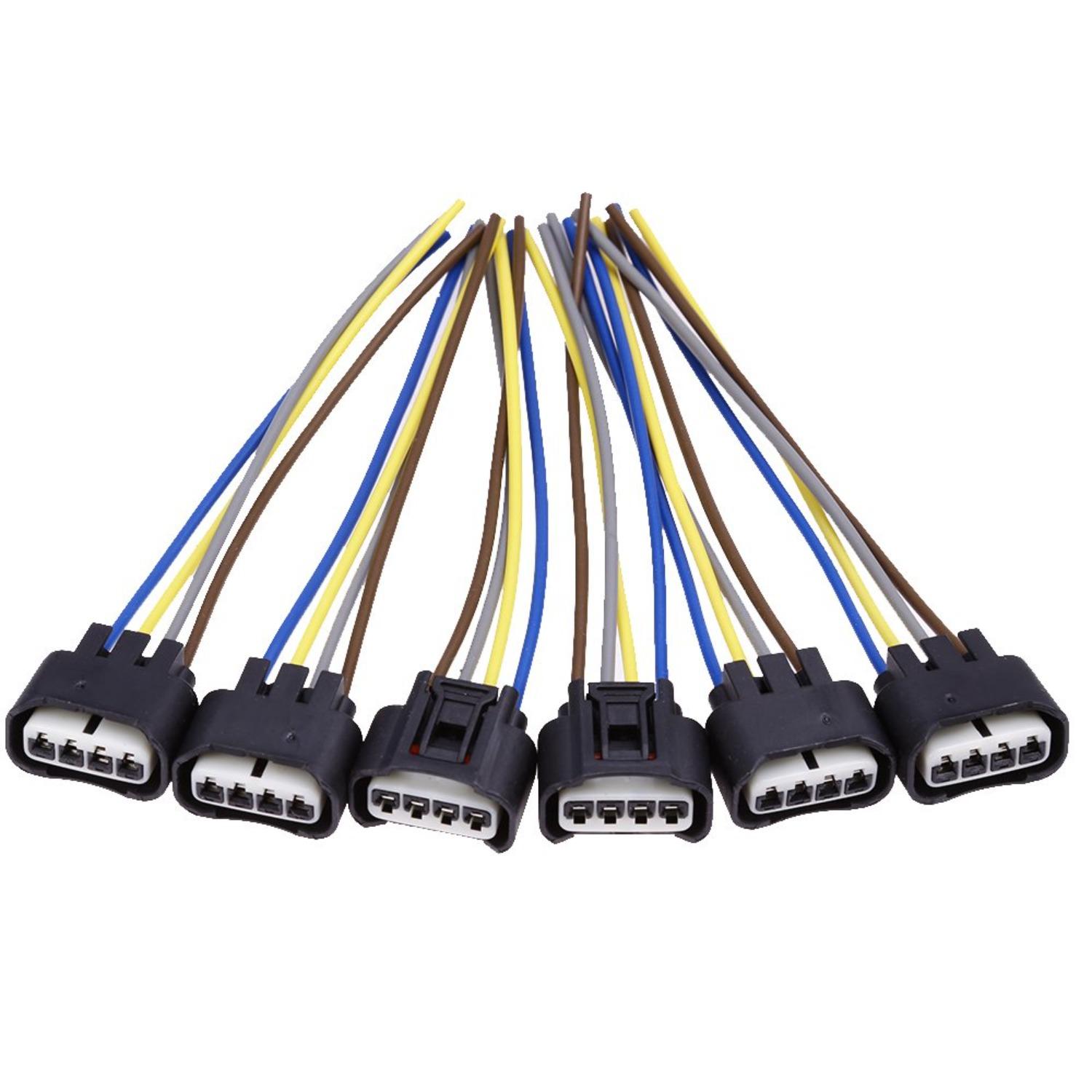 90980-11885 Ignition Coil Connector Plug Harness Replacement for Toyota Lexus 4-Way Female (Pack of 6) 6-Pack чёрный