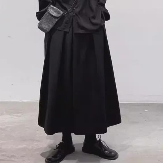 Unisex Dark Niche Wide-Leg Skirt Pants - Irregular, Loose-Fit for Spring/Summer, Yamamoto-Inspired