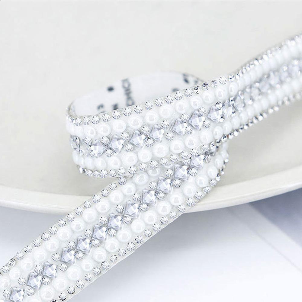40cm Self Adhesive Artificial Pearl Rhinestone Sticker Crystal Diamond Ribbon DIY Decoration For Arts Crafts, Sewing, DIY Event