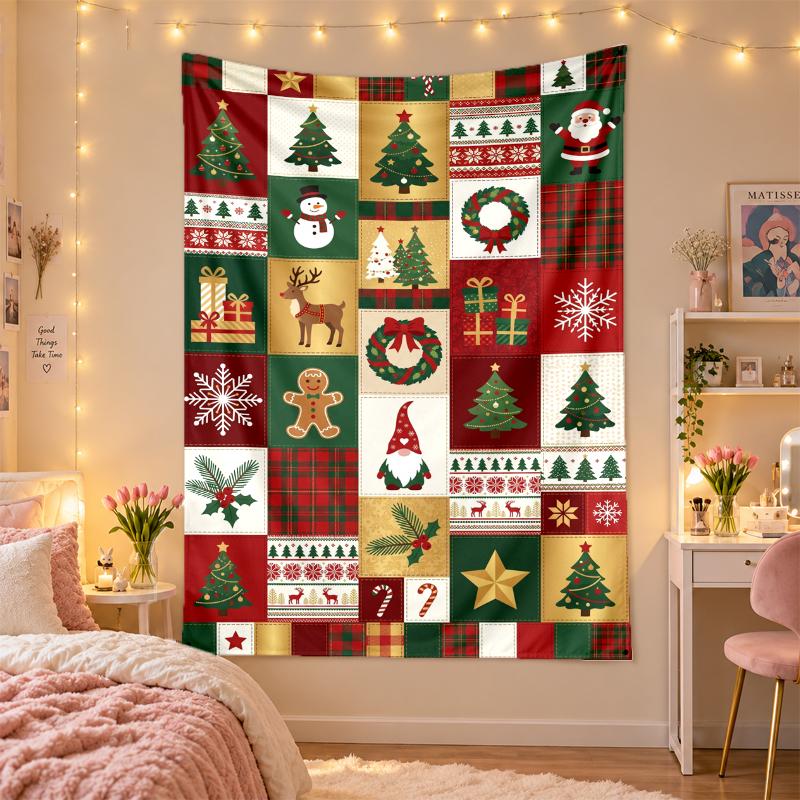 Christmas Printed Tapestry Wall Hanging For Bedroom Living Room Wall Decor Holiday Gift