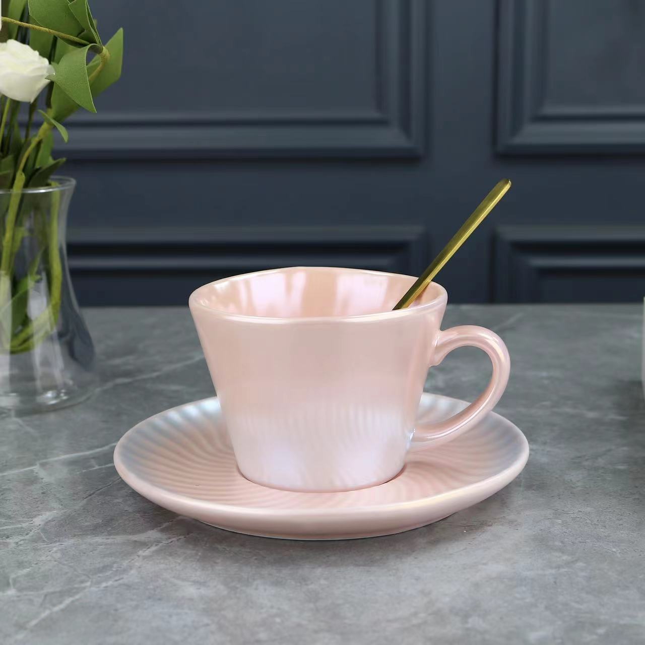 

Кофейная чашка с перламутровой глазурью, красочная чашка в океанском стиле, градиентная парная кружка, бизнес-подарок, чашка для воды 190-220ML