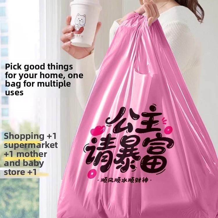 Household Heavy Duty Pe Trash Bag With Handle For Kitchen And Living Room Use
