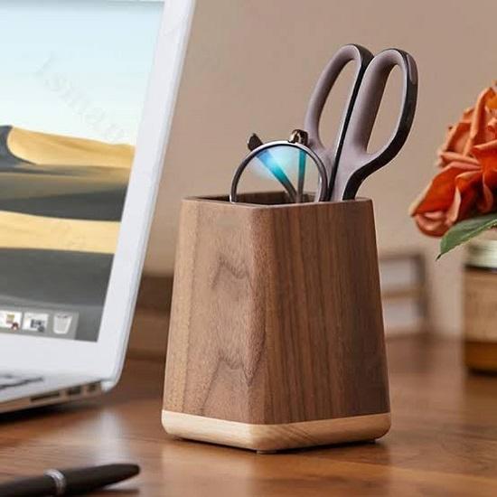 Wooden Pen Holder Desktop Stationery Storage Box Large Capacity Office Organizer Storage Pen Stand