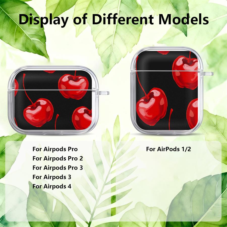 Klare Kopfhörerhüllen Hülle für Airpods 4 2 Pro 3 Pro2 1 Pro3 Rote Kirsche
