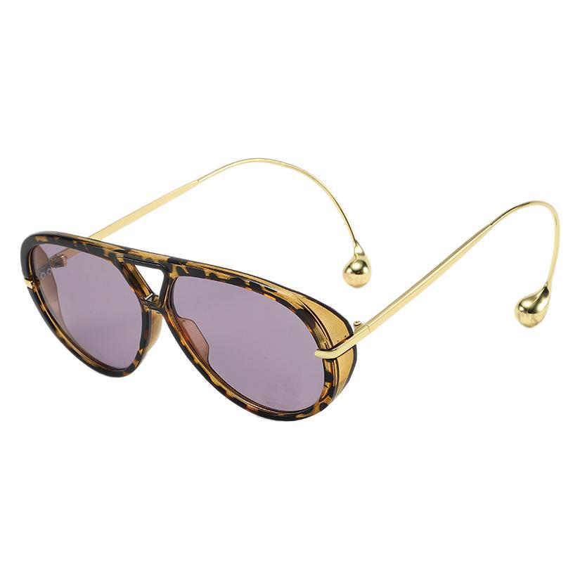 Luxury Brand Designer Oversized Pilot Sunglasses Women Men Fashion Metal Bead Temple Sun Glasses For Female Eyewear Uv400 Shades