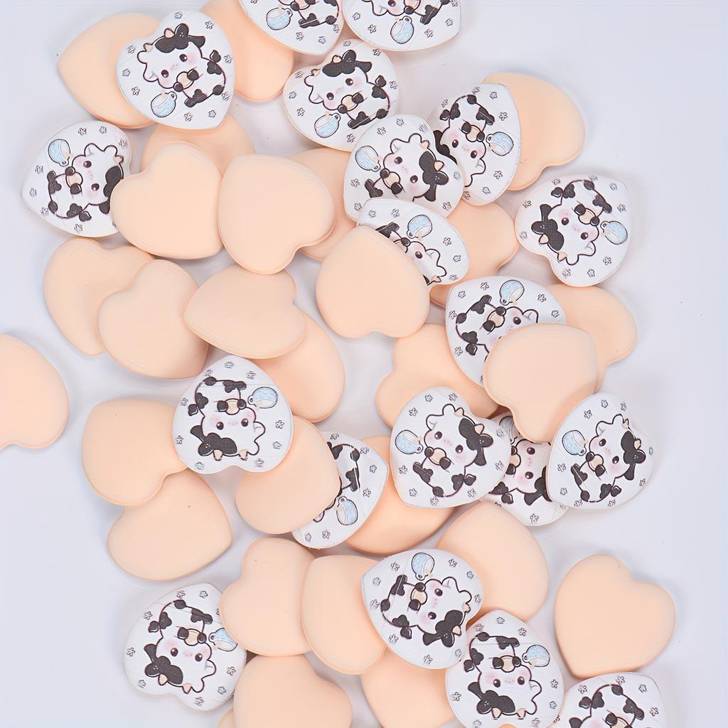 Printed Heart-Shaped Makeup Sponges, for Beauty and Makeup, Mixed Use with BB Cream, Liquid Foundation, and Concealer. Especially Suitable for Coverin