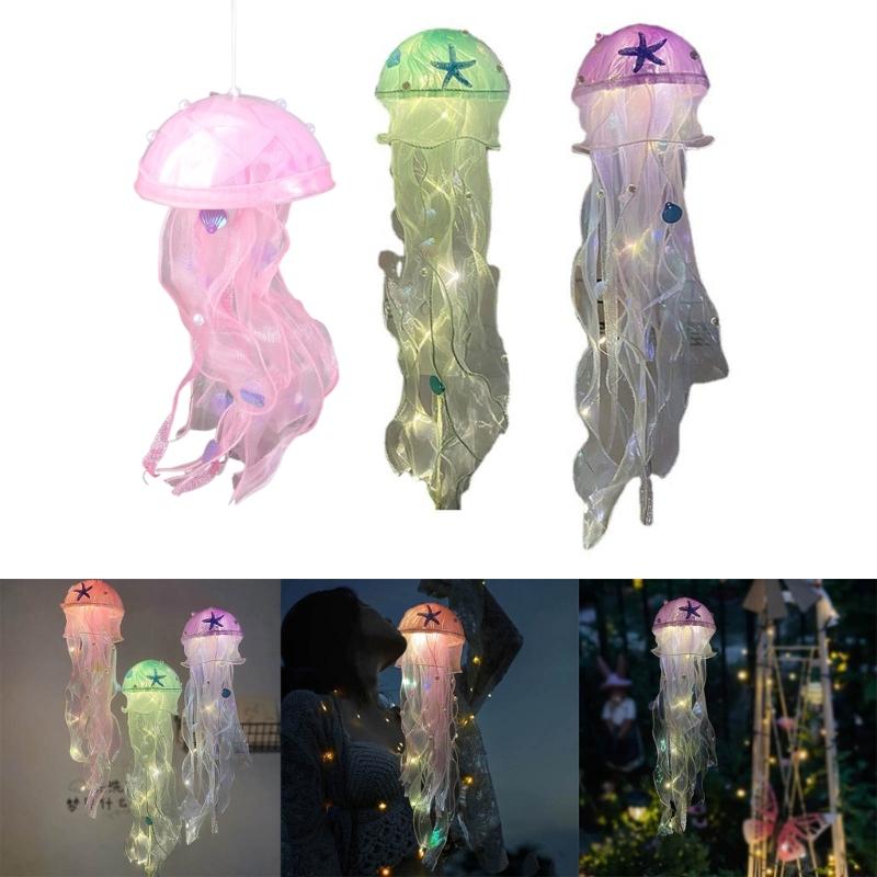 Hanging Jellyfish Light Glowing Night Hanging Light Crafts Household for Indoor Outdoor Garden Yard Decoration