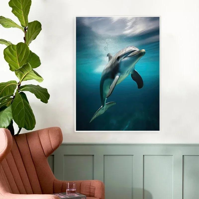 Leaping Dolphins Wall Pictures Canvas Painting Wall Art Natural Sea Life Posters and Prints for Living Room Home Decor Mural