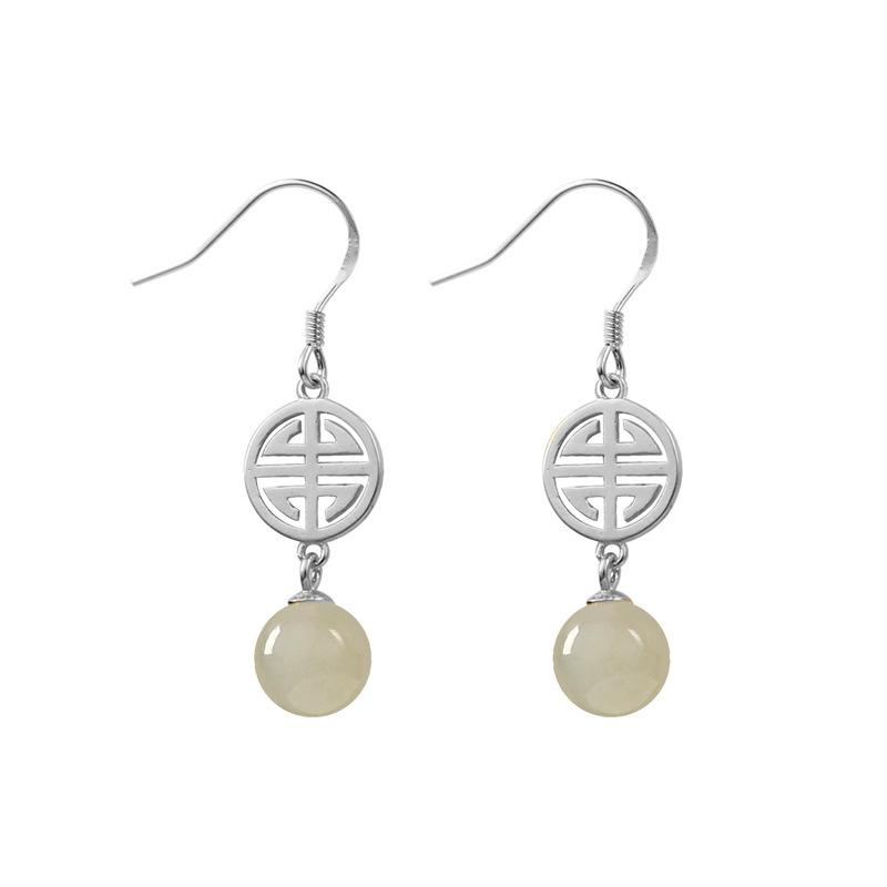 Retro Pearl Auspicious Earrings, Ancient Hanfu Bead Earrings, Female Round Face Showing Thin Face, Lucky New Year'S Ear Hook Wholesale